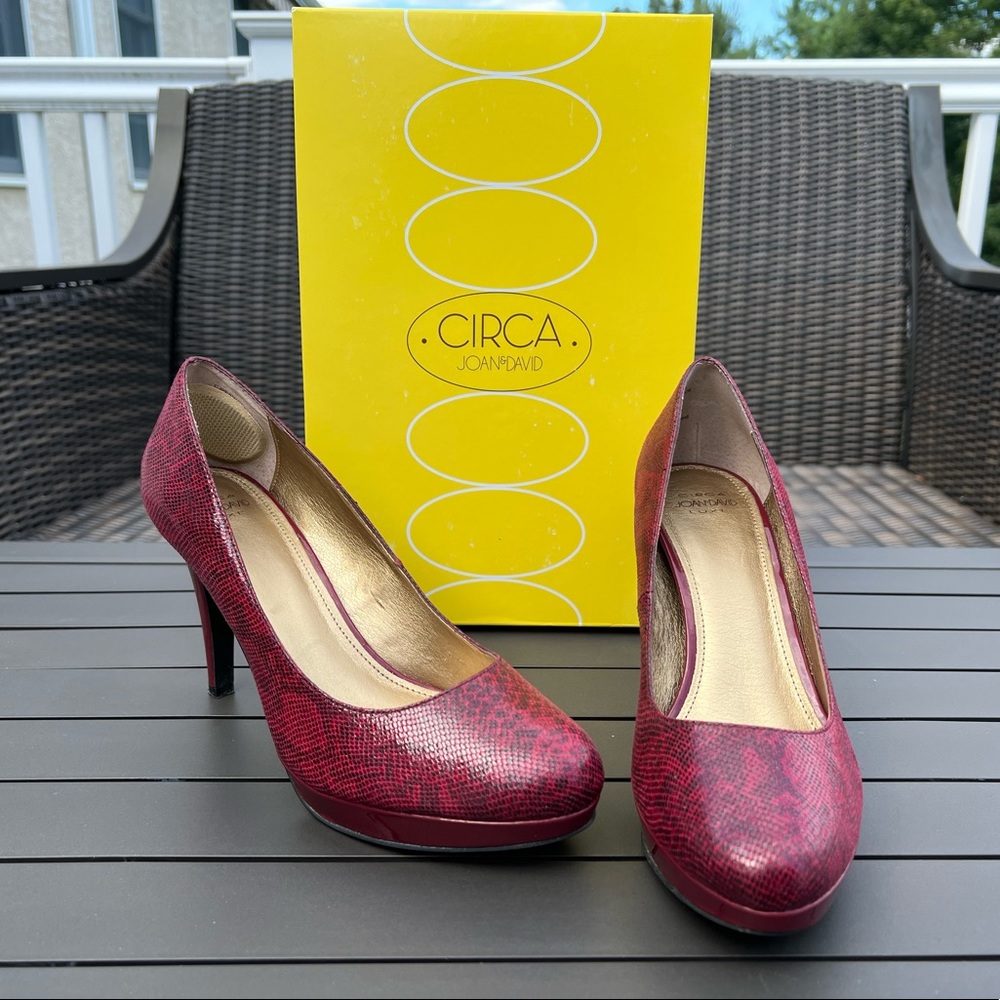 Circa Joan & David Dark Red Platform Pumps Size 9M